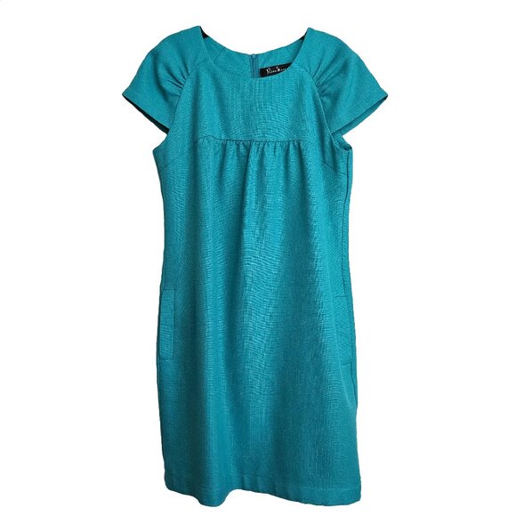 NWOT RICA MARE (Ukraine) Teal Cap Sleeve Mini Dress With Pockets Size Medium - Picture 1 of 7